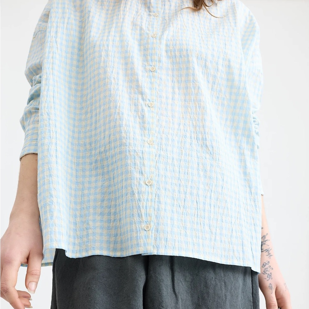 Apuntob / A Punto B P1818 Blue Gingham Oversized Shirt XS